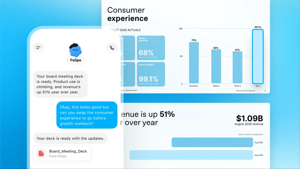 An investor update follows changes in product and revenue information. Official interface image.